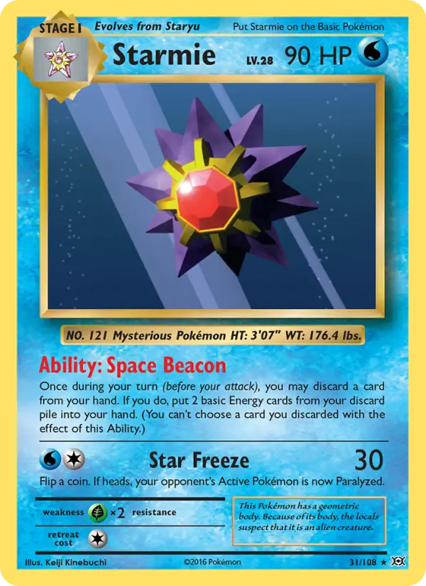 Starmie Rare Pokemon card #31 from Evolutions