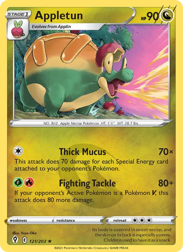 Appletun Rare Pokemon card #121 from Evolving Skies