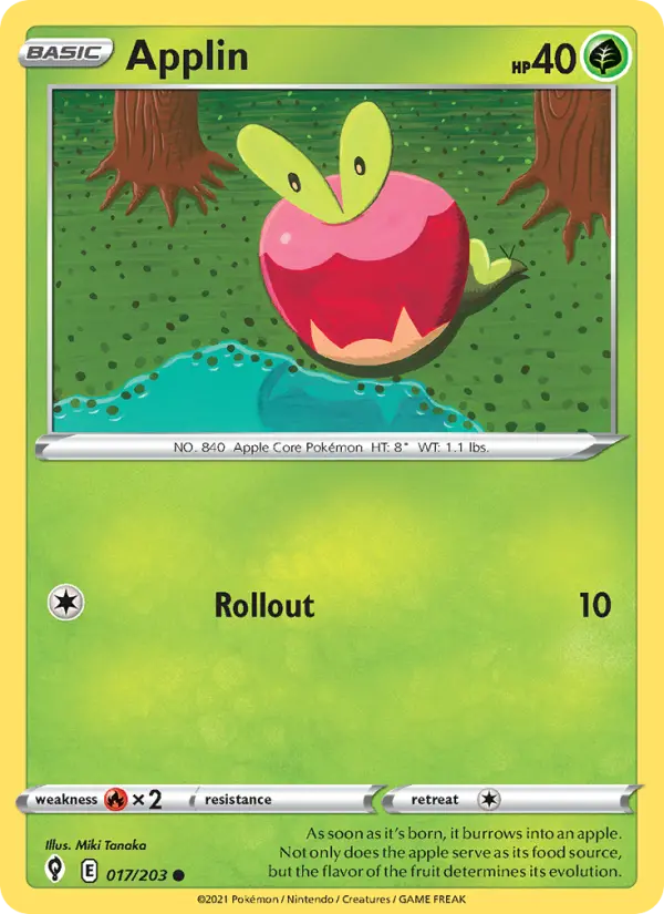 Applin Common Pokemon card #17 from Evolving Skies