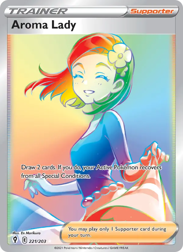 Aroma Lady Secret Rare Pokemon card #221 from Evolving Skies