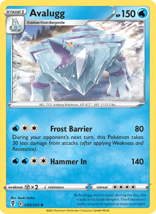 Avalugg Uncommon Pokemon card #45 from Evolving Skies