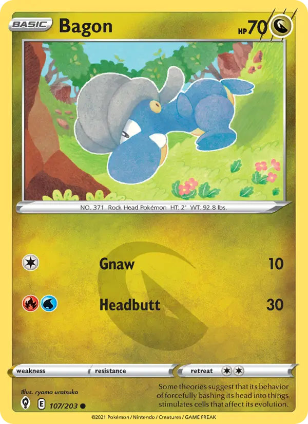 Bagon Common Pokemon card #107 from Evolving Skies