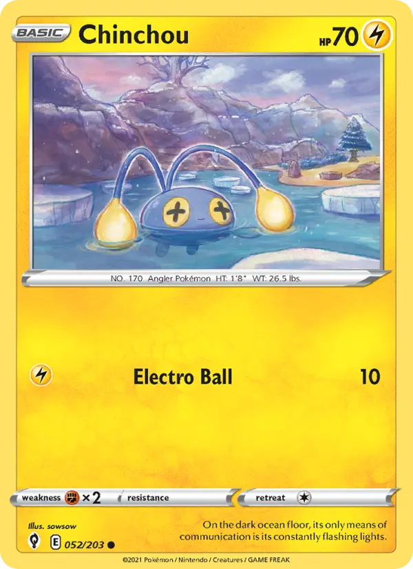 Chinchou Common Pokemon card #52 from Evolving Skies
