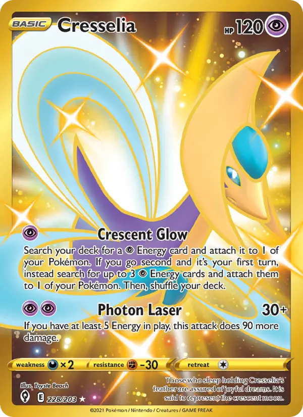 Cresselia Secret Rare Pokemon card #228 from Evolving Skies