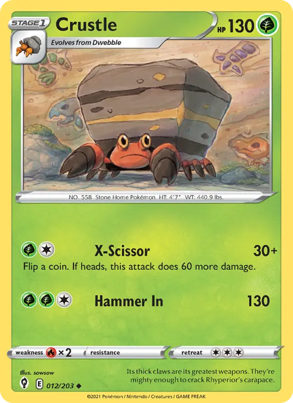 Crustle Uncommon Pokemon card #12 from Evolving Skies