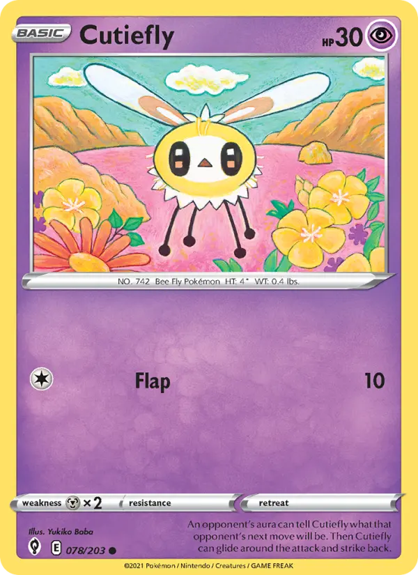 Cutiefly Common Pokemon card #78 from Evolving Skies