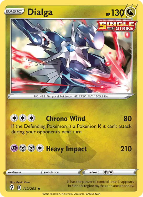 Dialga Holo Rare Pokemon card #112 from Evolving Skies