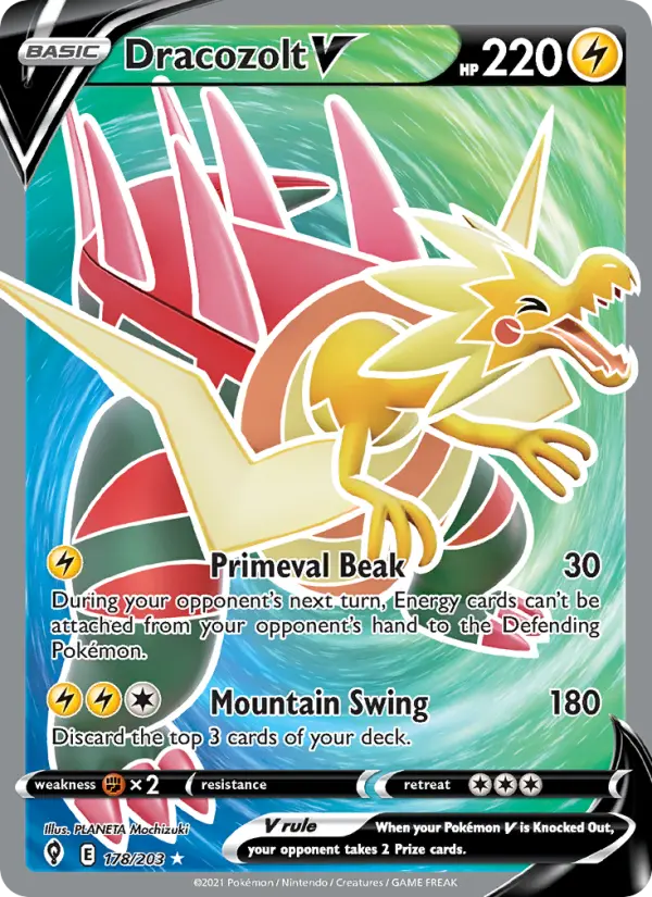 Dracozolt V Ultra Rare Pokemon card #178 from Evolving Skies