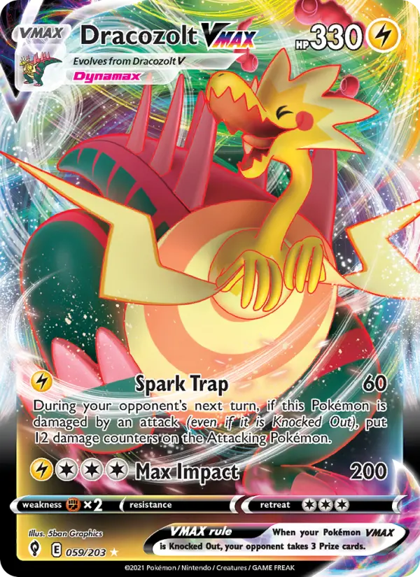 Dracozolt VMAX Holo Rare VMAX Pokemon card #59 from Evolving Skies