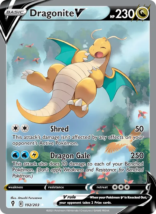 Dragonite V Ultra Rare Pokemon card #192 from Evolving Skies