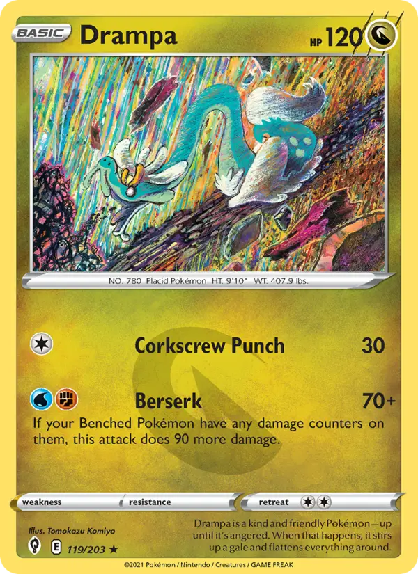 Drampa Rare Pokemon card #119 from Evolving Skies