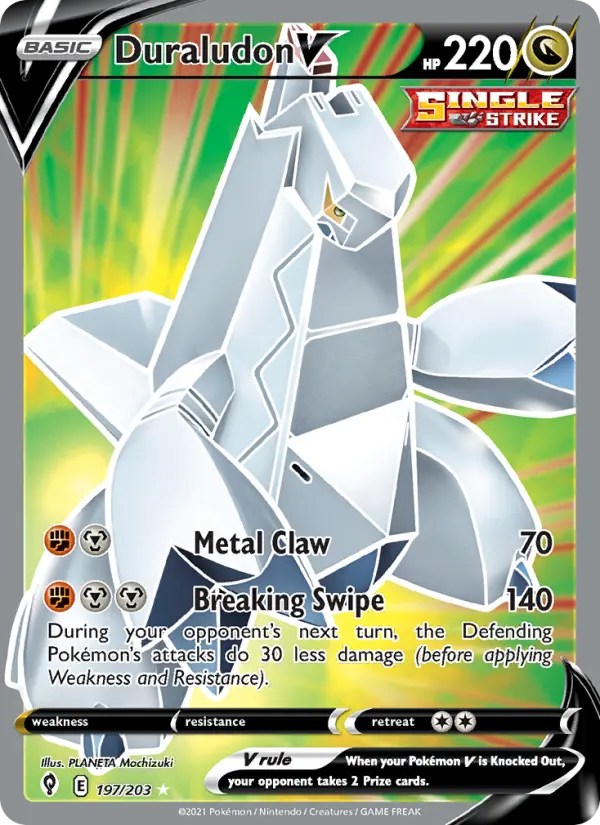 Duraludon V Ultra Rare Pokemon card #197 from Evolving Skies