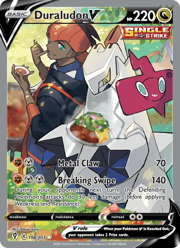 Duraludon V Ultra Rare Pokemon card #198 from Evolving Skies
