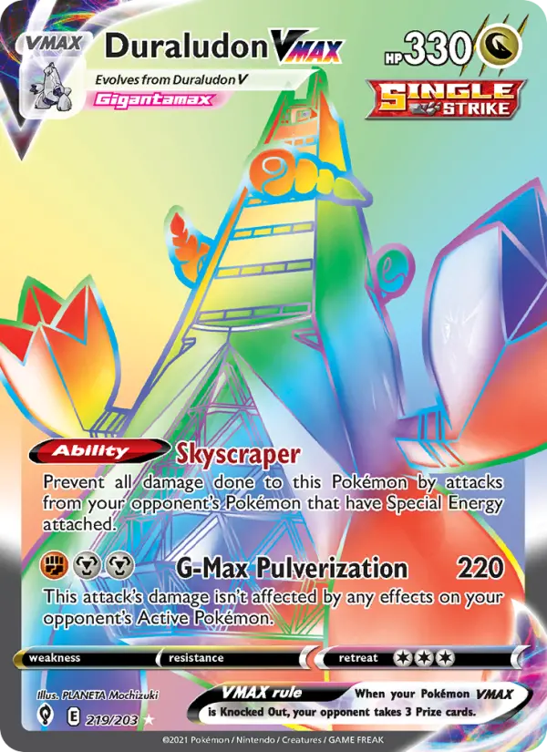 Duraludon VMAX Secret Rare Pokemon card #219 from Evolving Skies