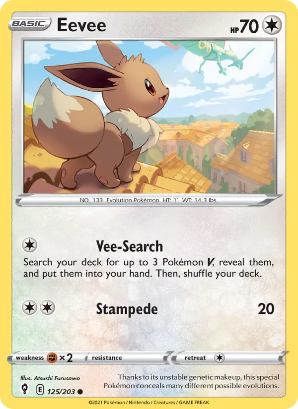Eevee Common Pokemon card #125 from Evolving Skies