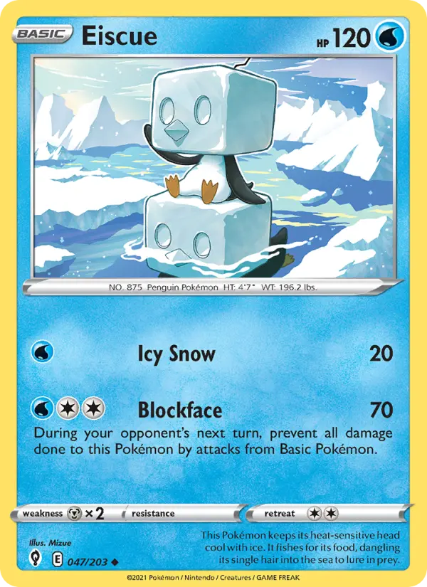 Eiscue Uncommon Pokemon card #47 from Evolving Skies
