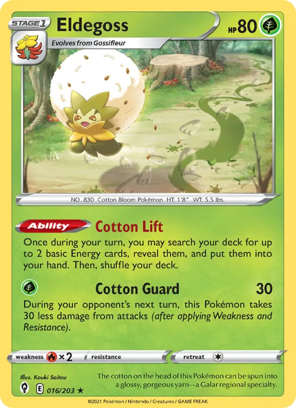 Eldegoss Holo Rare Pokemon card #16 from Evolving Skies
