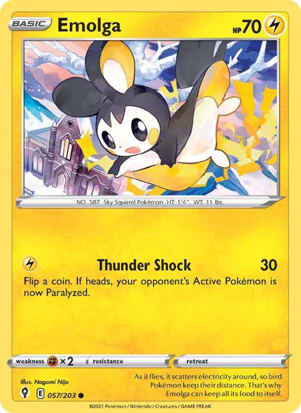 Emolga Common Pokemon card #57 from Evolving Skies