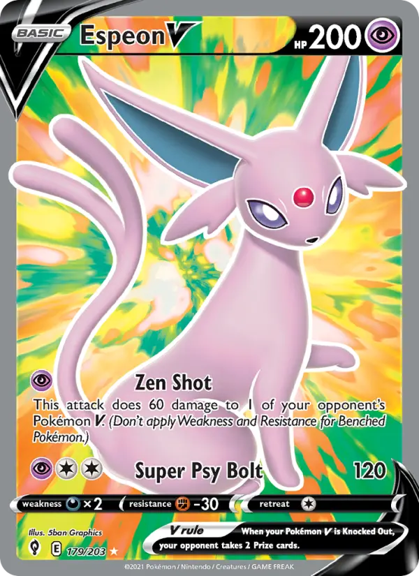 Espeon V Ultra Rare Pokemon card #179 from Evolving Skies