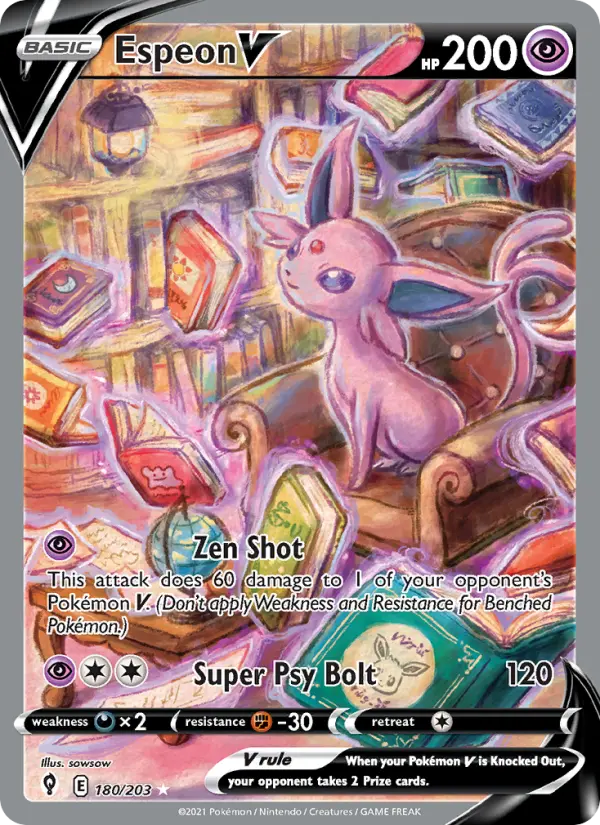 Espeon V Ultra Rare Pokemon card #180 from Evolving Skies