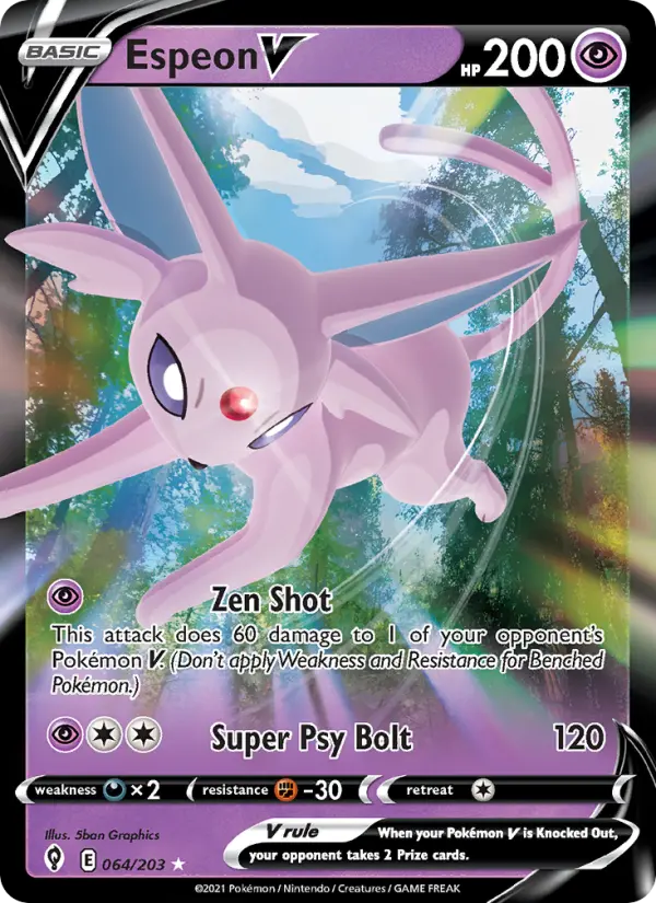 Espeon V Holo Rare V Pokemon card #64 from Evolving Skies
