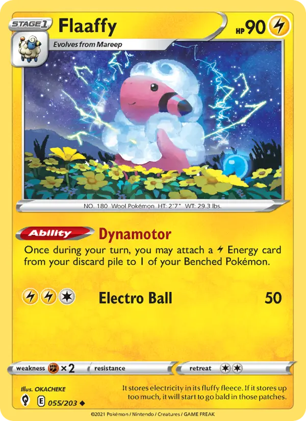 Flaaffy Uncommon Pokemon card #55 from Evolving Skies