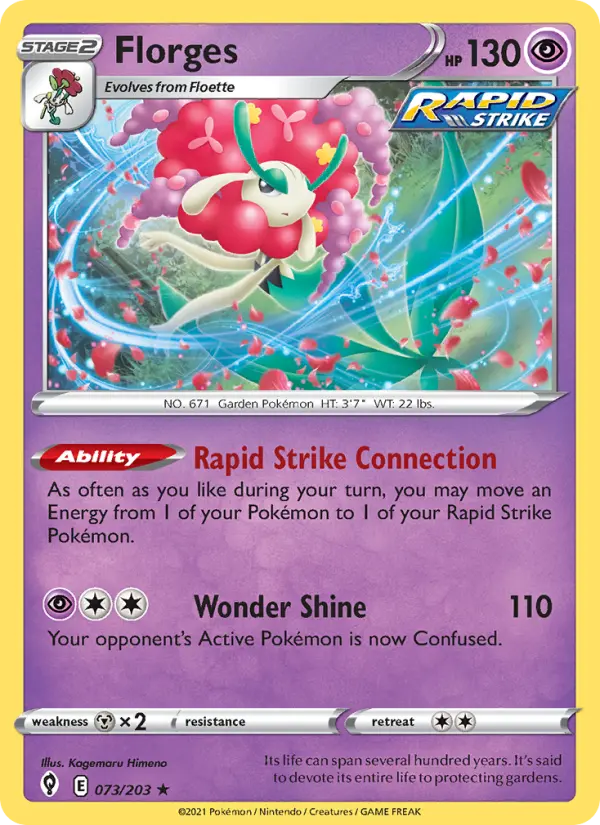 Florges Holo Rare Pokemon card #73 from Evolving Skies
