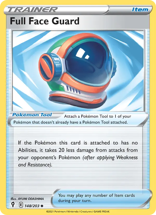 Full Face Guard Uncommon Pokemon card #148 from Evolving Skies
