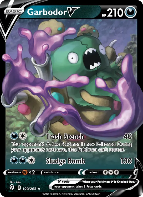 Garbodor V Holo Rare V Pokemon card #100 from Evolving Skies