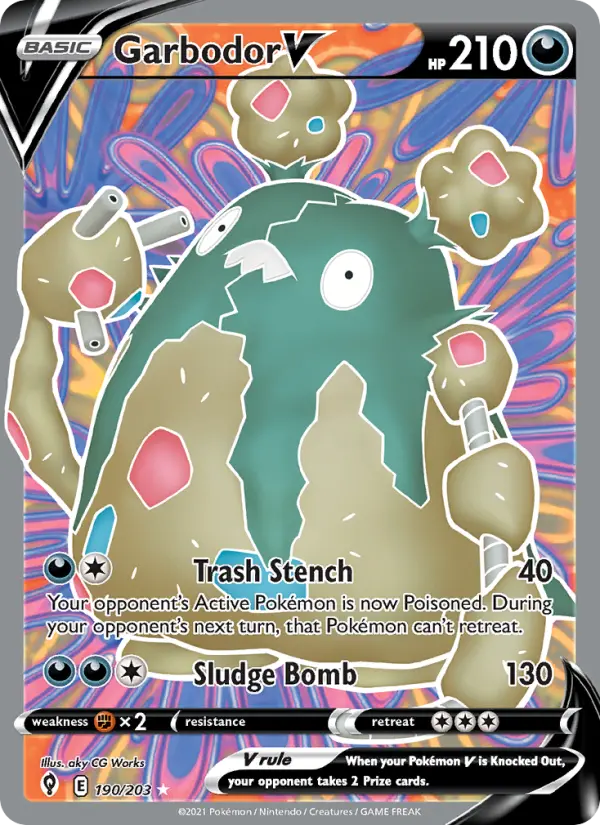 Garbodor V Ultra Rare Pokemon card #190 from Evolving Skies