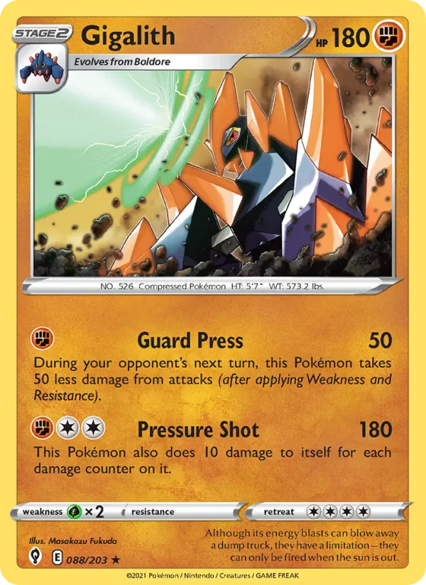 Gigalith Rare Pokemon card #88 from Evolving Skies