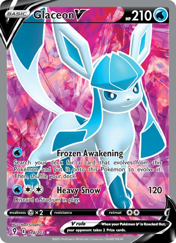Glaceon V Ultra Rare Pokemon card #174 from Evolving Skies