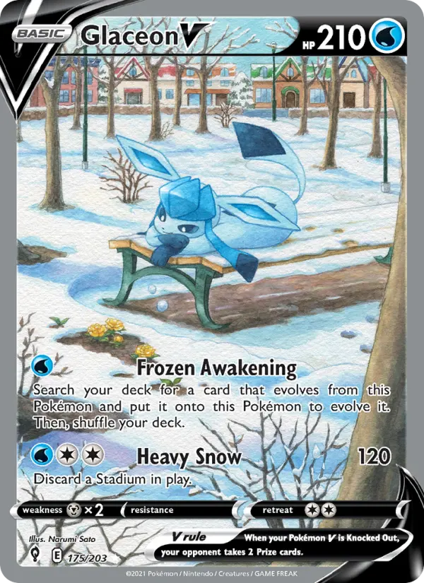 Glaceon V Ultra Rare Pokemon card #175 from Evolving Skies