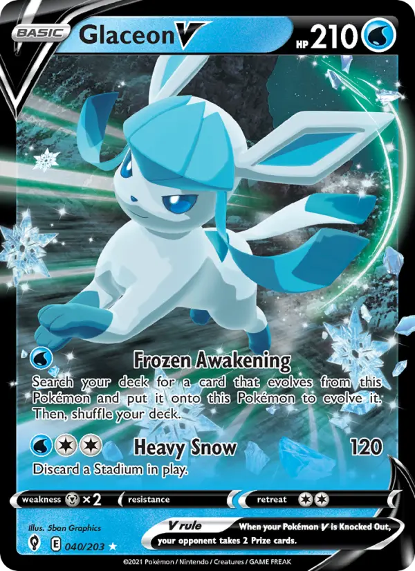 Glaceon V Holo Rare V Pokemon card #40 from Evolving Skies