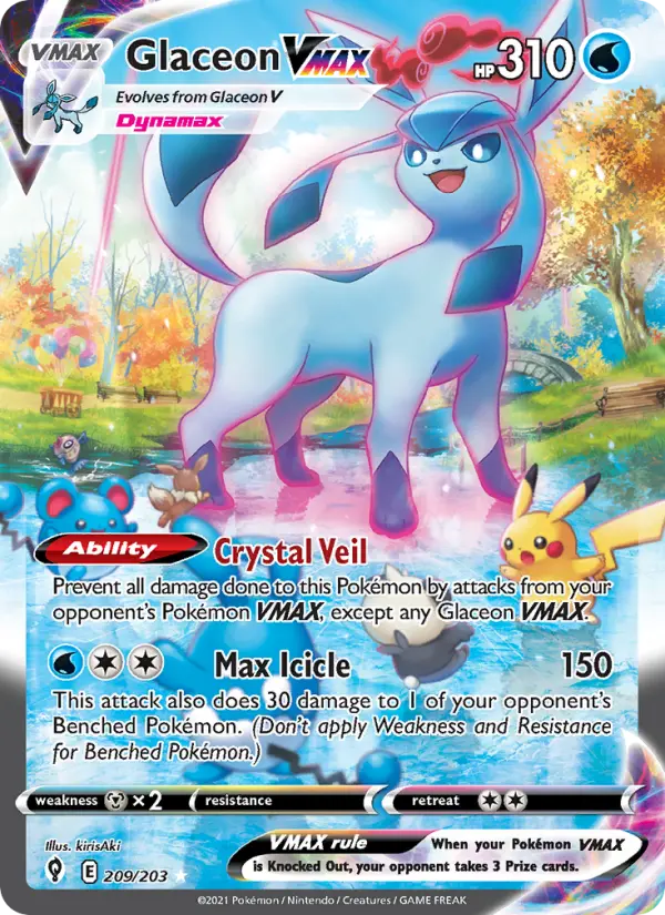 Glaceon VMAX Secret Rare Pokemon card #209 from Evolving Skies