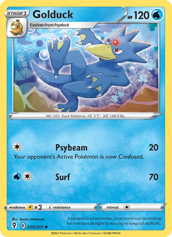 Golduck Uncommon Pokemon card #25 from Evolving Skies