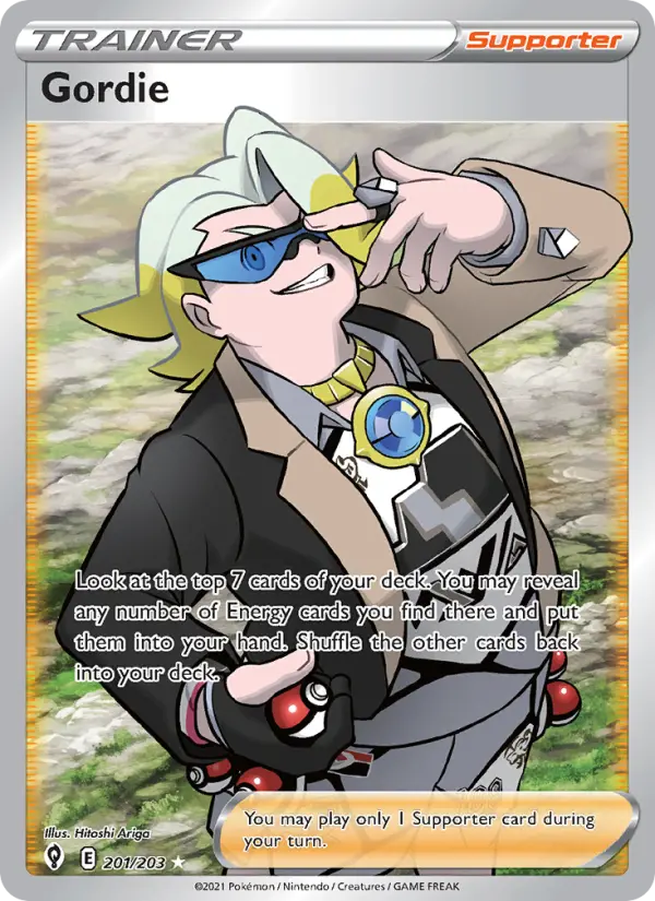 Gordie Ultra Rare Pokemon card #201 from Evolving Skies