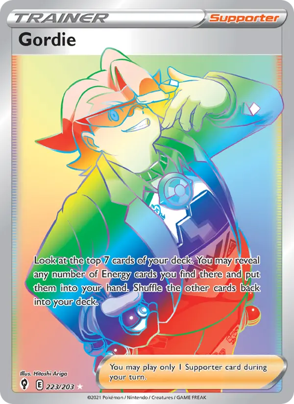 Gordie Secret Rare Pokemon card #223 from Evolving Skies