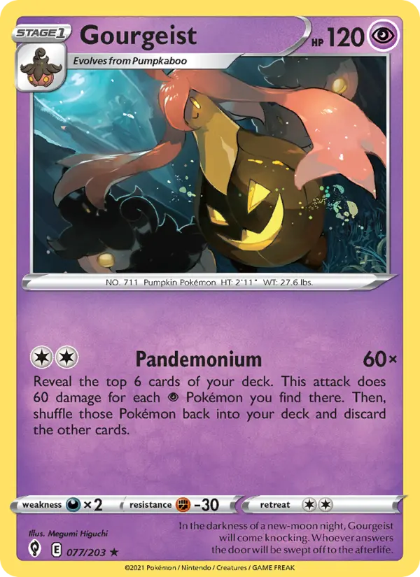 Gourgeist Rare Pokemon card #77 from Evolving Skies