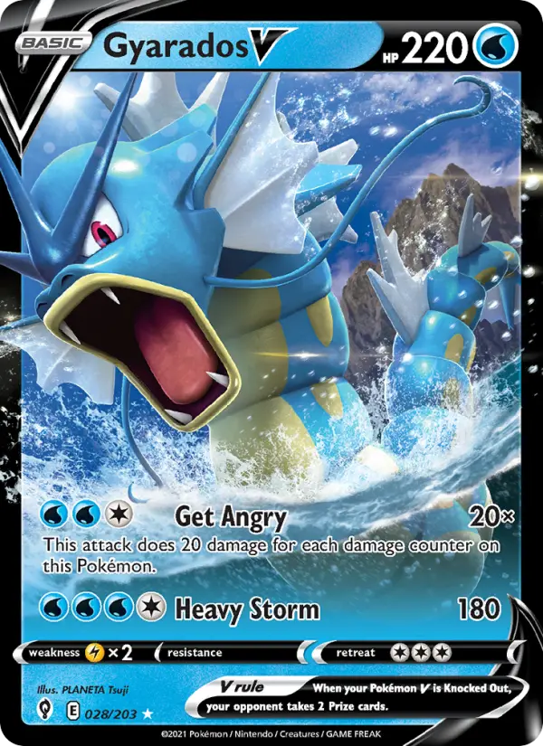 Gyarados V Holo Rare V Pokemon card #28 from Evolving Skies