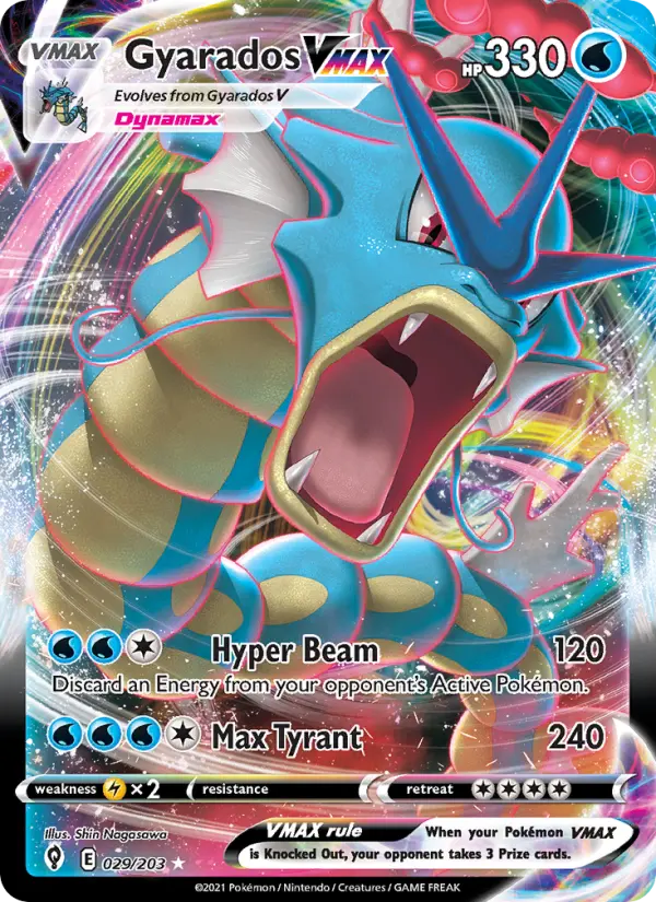 Gyarados VMAX Holo Rare VMAX Pokemon card #29 from Evolving Skies
