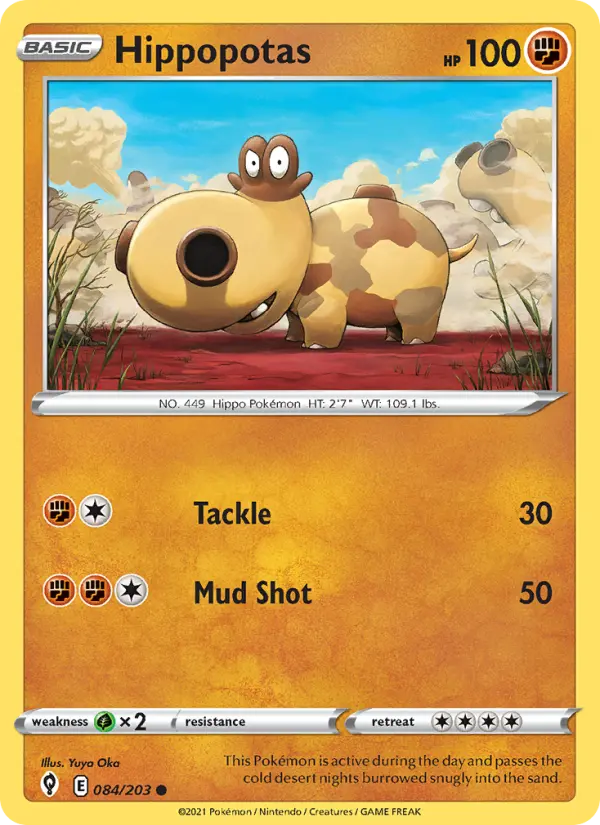 Hippopotas Common Pokemon card #84 from Evolving Skies