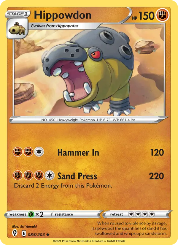 Hippowdon Uncommon Pokemon card #85 from Evolving Skies