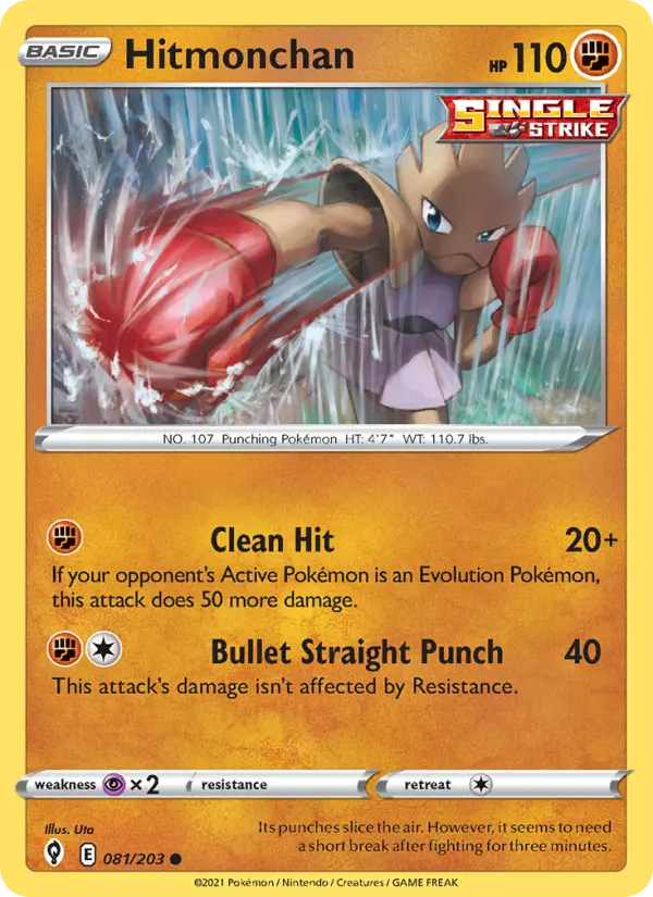 Hitmonchan Common Pokemon card #81 from Evolving Skies