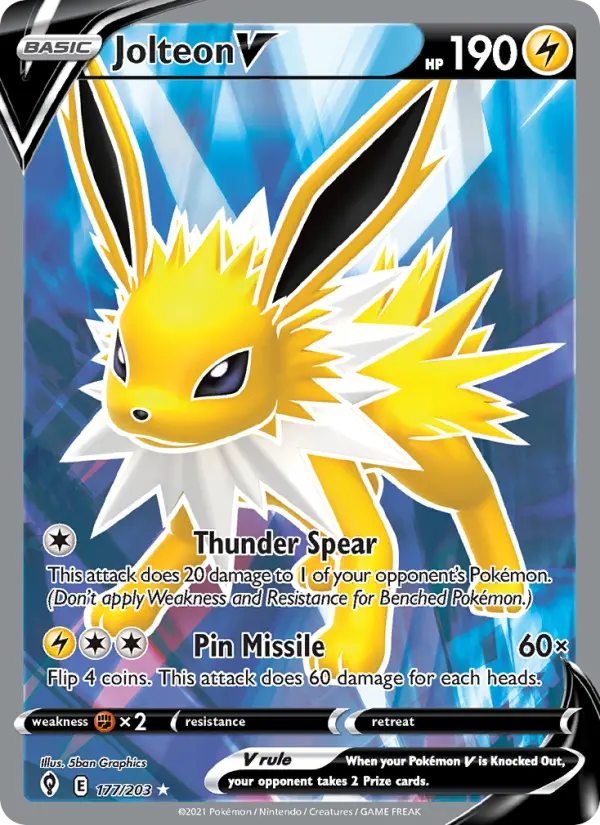 Jolteon V Ultra Rare Pokemon card #177 from Evolving Skies