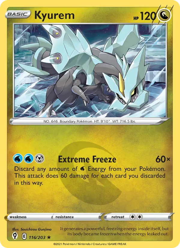 Kyurem Holo Rare Pokemon card #116 from Evolving Skies