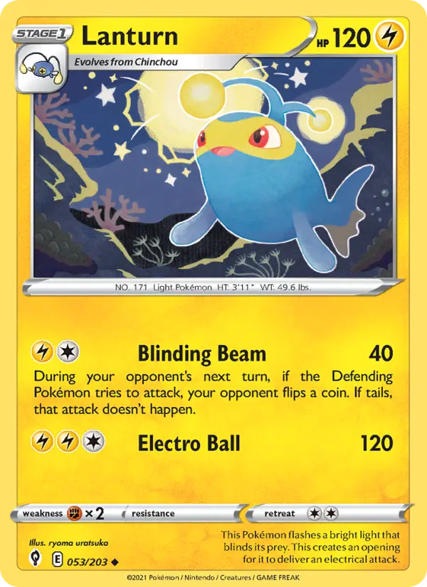 Lanturn Uncommon Pokemon card #53 from Evolving Skies