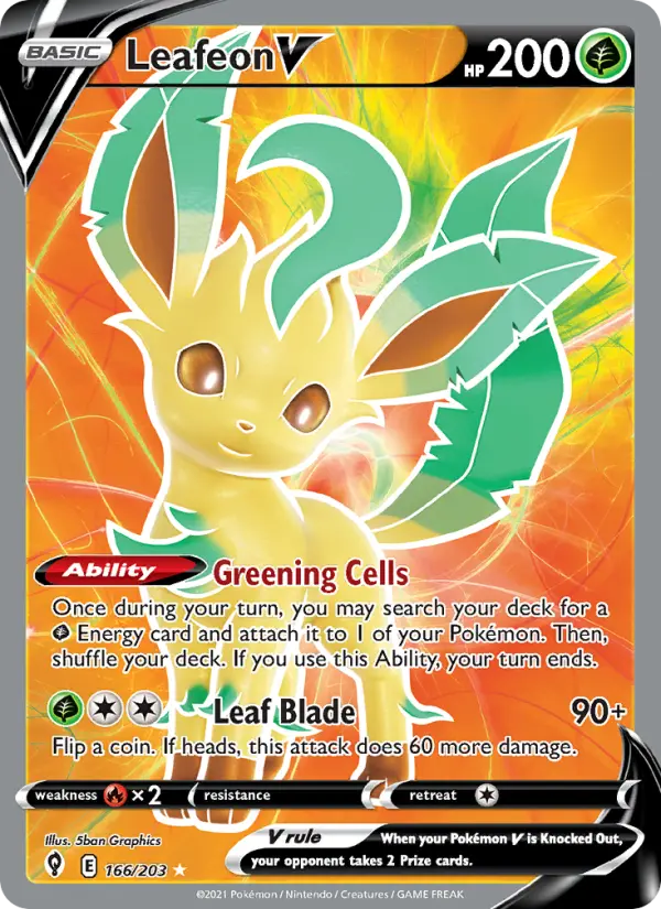 Leafeon V Ultra Rare Pokemon card #166 from Evolving Skies
