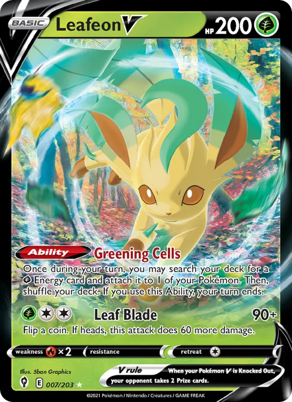Leafeon V Holo Rare V Pokemon card #7 from Evolving Skies