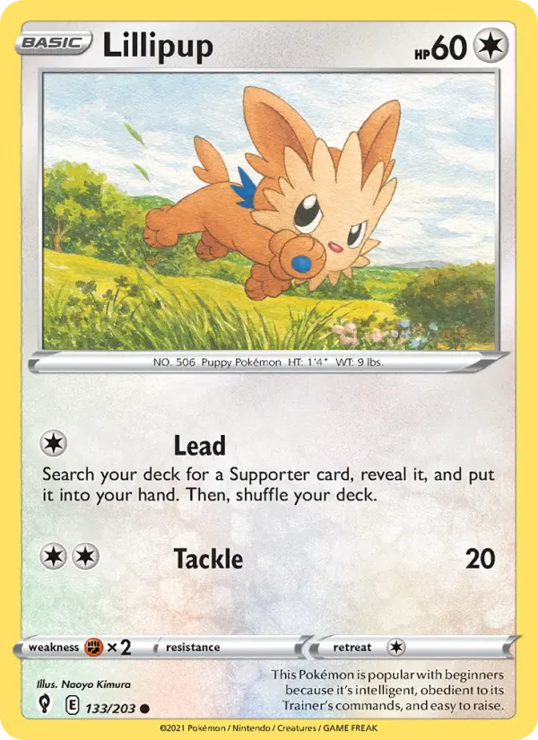 Lillipup Common Pokemon card #133 from Evolving Skies